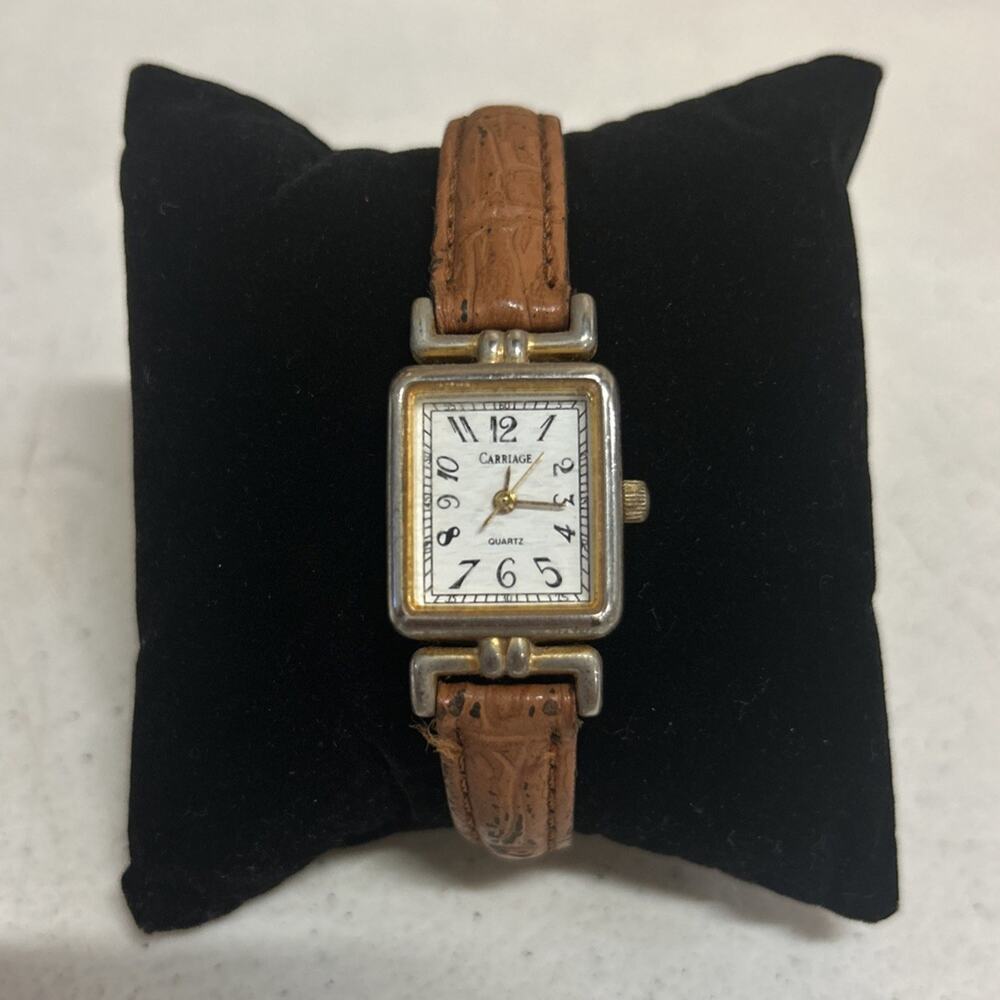 Carriage Women's Brown Watch, Bezel & Stainless Steel, Genuine Leather